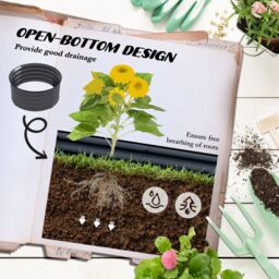 OUTSUNNY Set of 2 Raised Garden Bed Metal Planter Box with Safety Edging in Dark Grey - thumbnail 5