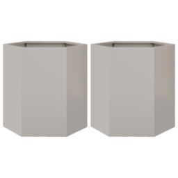Berkfield Home Garden Planter 2 pcs Hexagon 46x40x45 cm Stainless Steel in Silver - Size: 46 x 40 x 45 cm - thumbnail 2