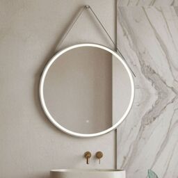 Balterley Round Framed LED Mirror with Demister & Strap, 800mm - Chrome/Grey in Silver - thumbnail 8
