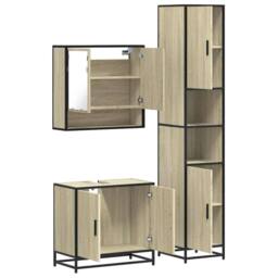 Berkfield Home 3 Piece Bathroom Furniture Set Sonoma Oak Engineered Wood in Light Tan - thumbnail 8