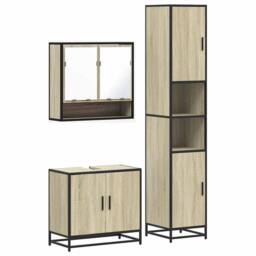 Berkfield Home 3 Piece Bathroom Furniture Set Sonoma Oak Engineered Wood in Light Tan