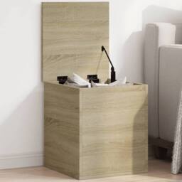 Berkfield Home Storage Box Sonoma Oak 40x42x46 cm Engineered Wood in Light Brown - Size: 40 x 42 x 46 cm - thumbnail 2