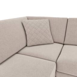 Furnishings For Less UK Quilted Chenille Fabric 3 to 4 Seater L Shaped Corner Sofa Right Hand Facing in Beige - thumbnail 4