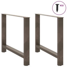 Berkfield Home Coffee Table Legs Natural Steel 2 pcs 90x(72-73) cm Steel in Grey - thumbnail 3