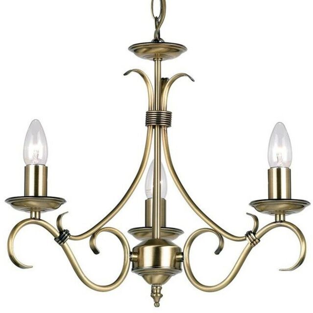Loops Hanging Ceiling Pendant Light ANTIQUE BRASS 3x Shade Vintage Lamp Bulb Holder in Metallics - image 1