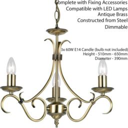 Loops Hanging Ceiling Pendant Light ANTIQUE BRASS 3x Shade Vintage Lamp Bulb Holder in Metallics - thumbnail 2
