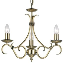 Loops Hanging Ceiling Pendant Light ANTIQUE BRASS 3x Shade Vintage Lamp Bulb Holder in Metallics - thumbnail 1