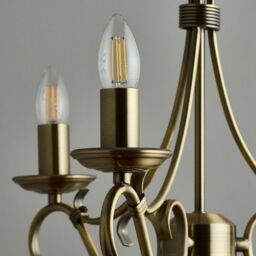 Loops Hanging Ceiling Pendant Light ANTIQUE BRASS 3x Shade Vintage Lamp Bulb Holder in Metallics - thumbnail 4