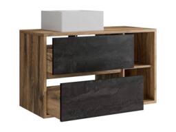 Vente-unique Wall-Hung Bathroom Unit With Basin & Tall Unit - Natural and in Light Oak - thumbnail 6