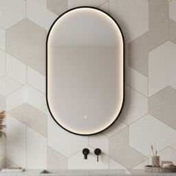 Balterley Oval Inset Framed LED Mirror with Demister Pad, 800x500mm - Black - thumbnail 9