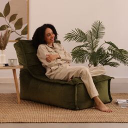 icon Dolce Lounger Bean Bag Olive Green Velvet Bean Bag Chair - thumbnail 2