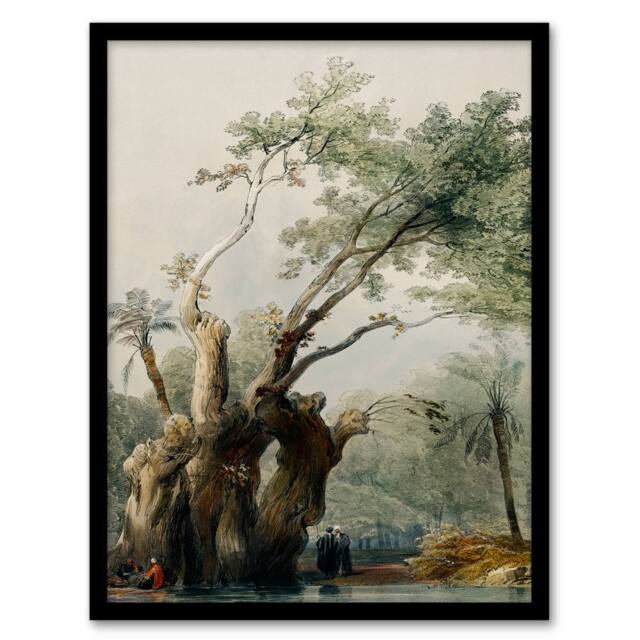 Artery8 David Roberts Framed Wall Art Print The Holy Tree of Metereah in Green - Size: A4 - image 1