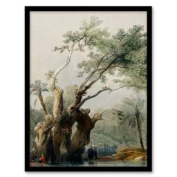 Artery8 David Roberts Framed Wall Art Print The Holy Tree of Metereah in Green - Size: A4 - thumbnail 1