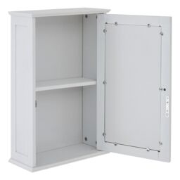 Orsina Mirrored Cabinet For Bathroom Use, White Wood Mirrored Cabinet With Chrome Handle, Small Drawer Unit - thumbnail 5