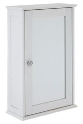 Orsina Mirrored Cabinet For Bathroom Use, White Wood Mirrored Cabinet With Chrome Handle, Small Drawer Unit - thumbnail 2