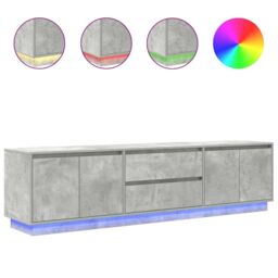 Berkfield Home TV Cabinet with LED Lights Concrete Grey 193.5x41x50 cm - thumbnail 2