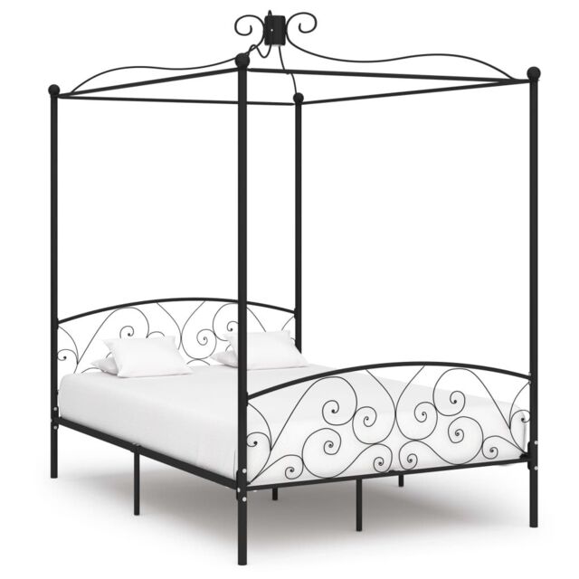 Berkfield Home 284477 Canopy Bed Frame without Mattress Black Metal 140x200 cm - image 1