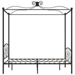 Berkfield Home 284477 Canopy Bed Frame without Mattress Black Metal 140x200 cm - thumbnail 4