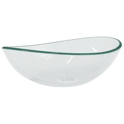 Berkfield Home Basin Tempered Glass 54.5x35x15.5 cm Transparent in Black - thumbnail 2
