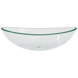 Berkfield Home Basin Tempered Glass 54.5x35x15.5 cm Transparent in Black - thumbnail 3