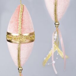 Shatchi 3Pcs Light Pink Nut Bauble Decorations 7x30cm - Christmas Tree Hanging Decorations Ornaments - Size: 7x30 cm - thumbnail 3