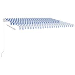 Berkfield Home Manual Retractable Awning 400x350 cm Blue & White - thumbnail 4
