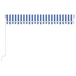 Berkfield Home Manual Retractable Awning 400x350 cm Blue & White - thumbnail 3
