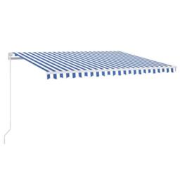 Berkfield Home Manual Retractable Awning 400x350 cm Blue & White - thumbnail 1