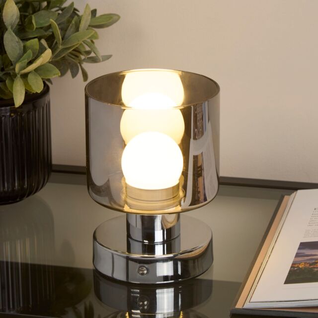 Lighting Collection Rechargeable Chrome Smoke Glass TL in Silver - image 1