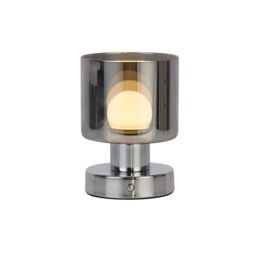 Lighting Collection Rechargeable Chrome Smoke Glass TL in Silver - thumbnail 3