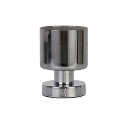 Lighting Collection Rechargeable Chrome Smoke Glass TL in Silver - thumbnail 2