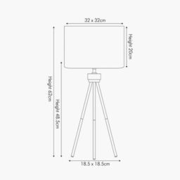 Ruma Minimalist Metal Tripod Table Lamp with Cylinder Black Shade - thumbnail 3