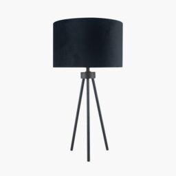 Ruma Minimalist Metal Tripod Table Lamp with Cylinder Black Shade - thumbnail 2