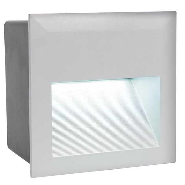 Loops IP65 Recessed Outdoor Wall Light Silver Cast Aluminium 3.7W Built in LED in Metallics