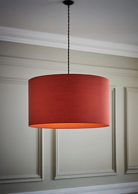 ValueLights Reni Rust Red Fabric Easy Fit Drum Ceiling Lamp Shade in Burnt Orange - Size: Medium - image 1
