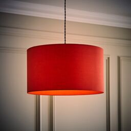 ValueLights Reni Rust Red Fabric Easy Fit Drum Ceiling Lamp Shade in Burnt Orange - Size: Medium - thumbnail 3