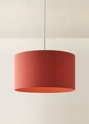 ValueLights Reni Rust Red Fabric Easy Fit Drum Ceiling Lamp Shade in Burnt Orange - Size: Medium - thumbnail 2