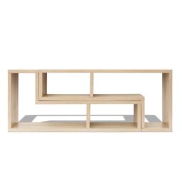 Berkfield Home TV Cabinet Double L-Shaped Oak in Brown - thumbnail 4