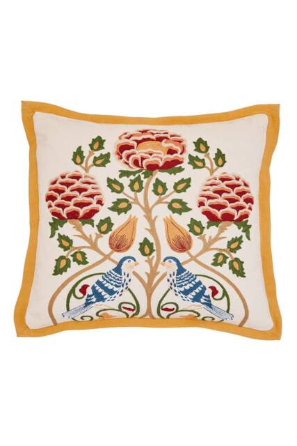 Morris & Co 'Seasons By May Indigo' Cotton Cushion in Cream - Size: 45 cm x 45 cm - image 1
