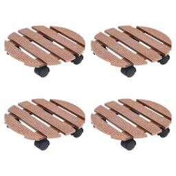 Berkfield Home Plant Trolleys 4 pcs Brown √ò30x7, 5 cm WPC - thumbnail 2