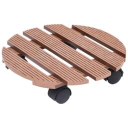 Berkfield Home Plant Trolleys 4 pcs Brown √ò30x7, 5 cm WPC - thumbnail 3