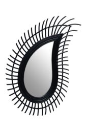 Orsina Teardrop Rattan Wall Mirror, Large Wood Wall Mirror, Mirror with Rattan Frame, Reliable Tear Mirror in Black - thumbnail 2