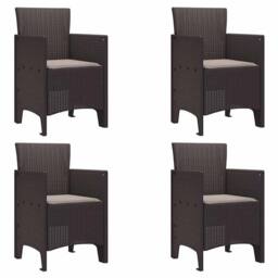 Berkfield Home 5 Piece Garden Dining Set with Cushions Brown Poly Rattan - thumbnail 5