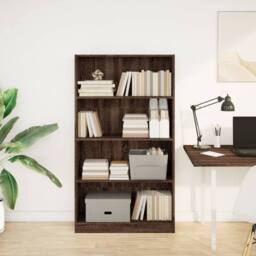 Berkfield Home Bookcase Brown Oak 80x24x143 cm Engineered Wood - Size: 80 x 24 x 143 cm - thumbnail 3