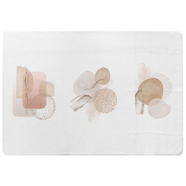Benjamin Tate Design Beige Watercolor Illustration & Gold Elements Designer Rug in Natural - Size: Large - image 1