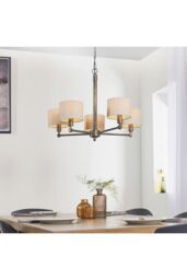 Netlighting Indara 5 Light Multi Arm Pendant Aged Bronze Aged Hammered Bronze Plate E14 in Brown - thumbnail 2