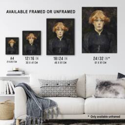 "Artery8 Portrait of Carmen Gaudin Vintage Wall Art Print Toulouse Lautrec in Grey - Size: W24"" x H32""" - thumbnail 3