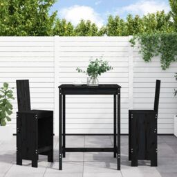 Berkfield Home 3 Piece Garden Bar Set Black Solid Wood Pine