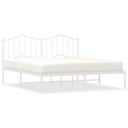 Berkfield Home Metal Bed Frame with Headboard White 180x200 cm Super King - thumbnail 2