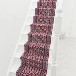 runrug Stair Runner Carpet for Staircases - Soft & Comfy, 9mm - 'Heriz' in Dark Red - Size: 60 cm x 480 cm - thumbnail 5